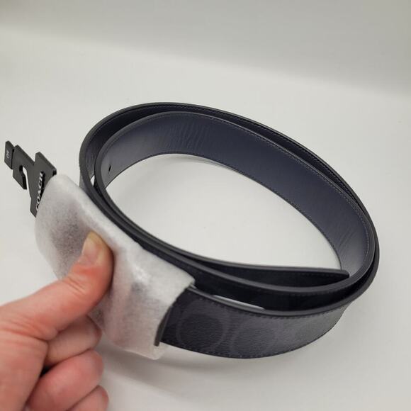 NWT Coach Harness Buckle Cut To Size Reversible Men's Belt 38 Mm Charcoal Black - Picture 11 of 13